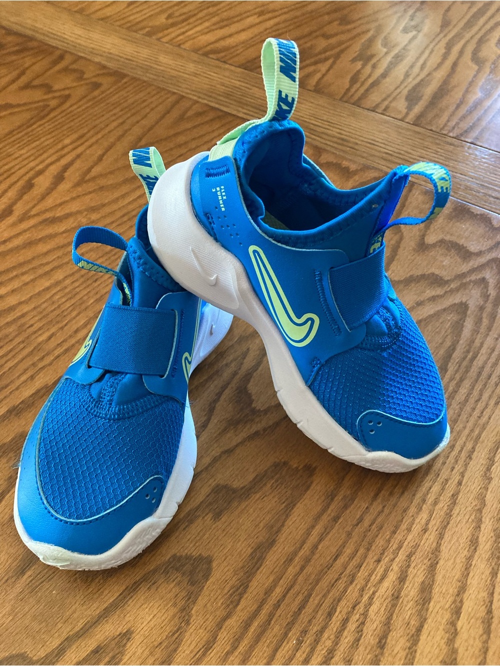 Nike Flex Runner 3 Toddler Kids Slip-On Sneakers, Blue/Lime Green, Sz 10C